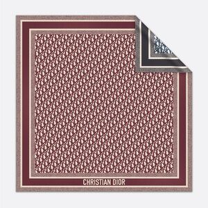 Brand New Christian Dior Oblique Diortwin Burgundy & Navy Blue 90 Square Scarf